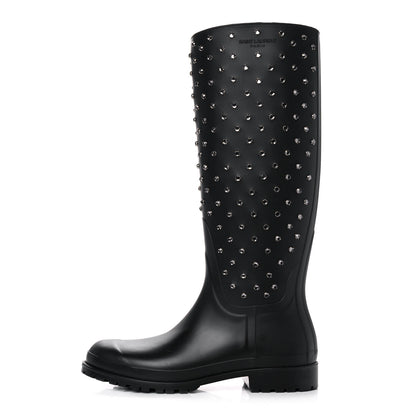 Saint Laurent Rubber Studded Festival Rain Boots 42 Black 1 of 10