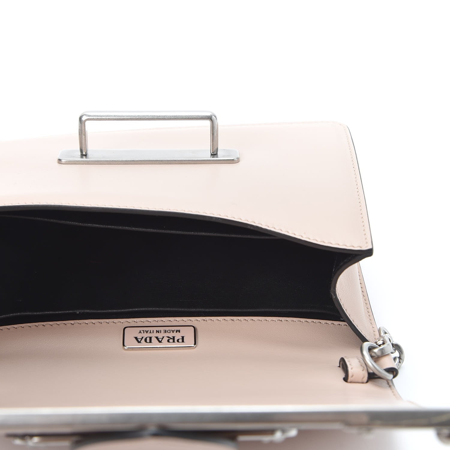 Prada Spazzolato Soft Calf Cahier Chain Wristlet Clutch Pesca 4 of 8