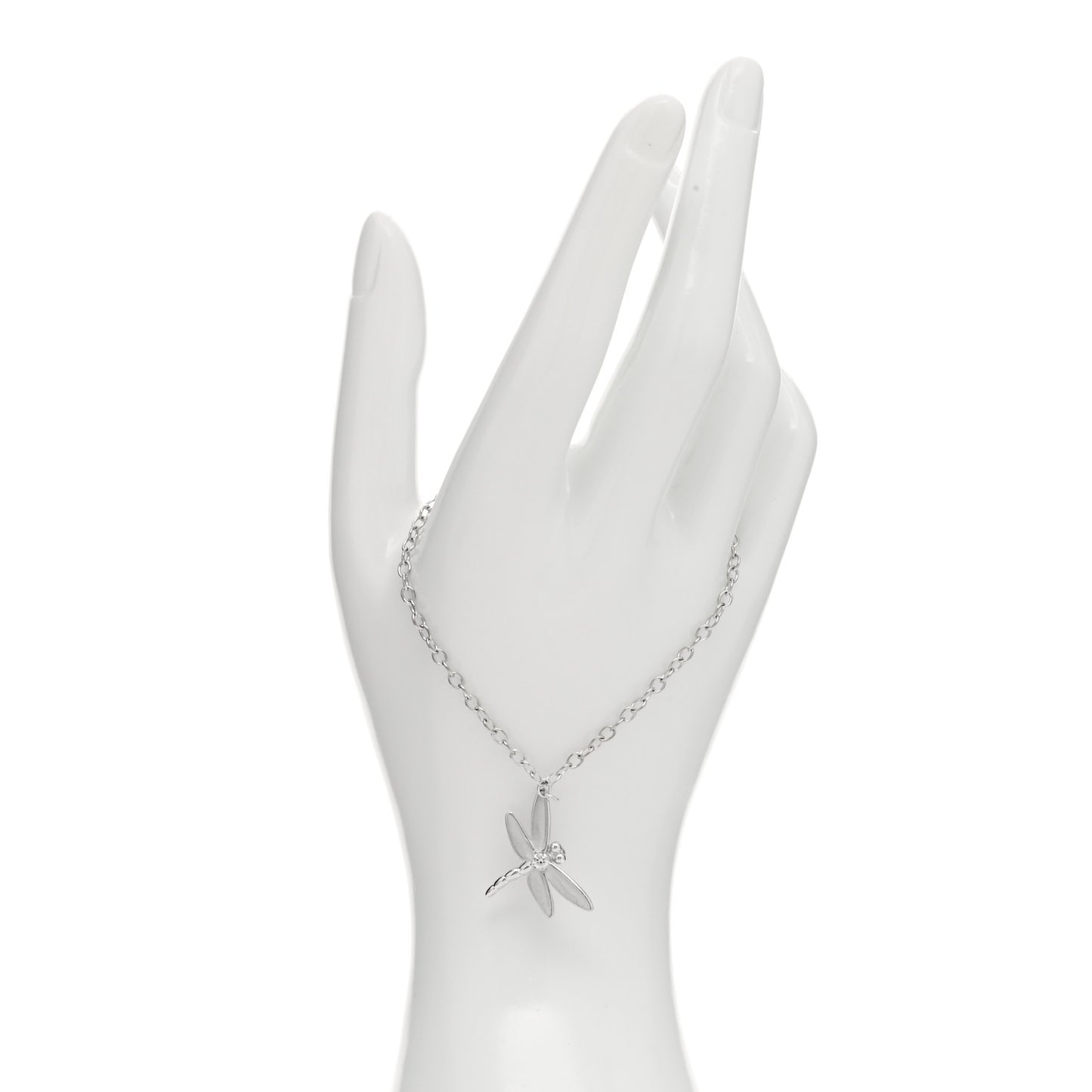 18K White Gold Diamond Dragonfly Charm Bracelet