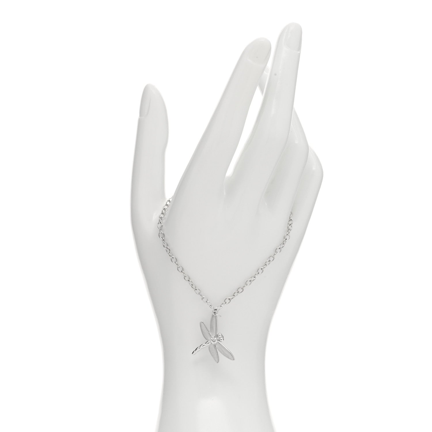 Tiffany 18K White Gold Diamond Dragonfly Charm Bracelet 4 of 4