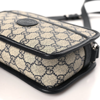 Gucci GG Supreme Monogram Textured Dollar Calfskin Mini Retro Interlocking G Shoulder Bag Beige Blue 9 of 10