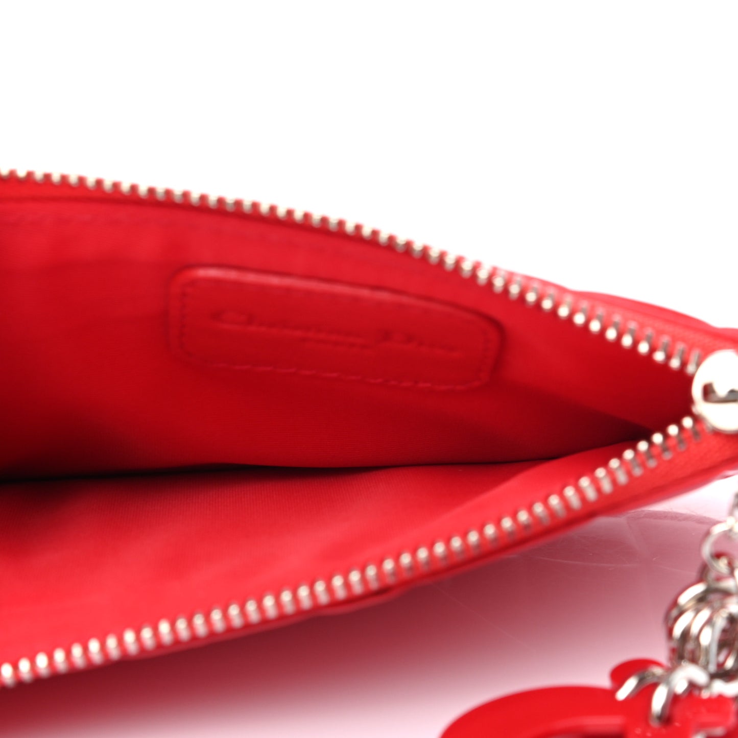 Patent Cannage Lady Dior Key Pouch Red