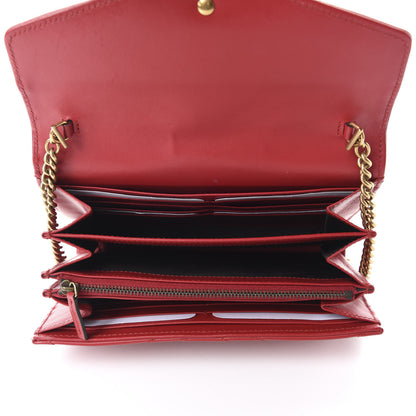 Gucci Calfskin Matelasse GG Marmont Chain Wallet Hibiscus Red 5 of 10