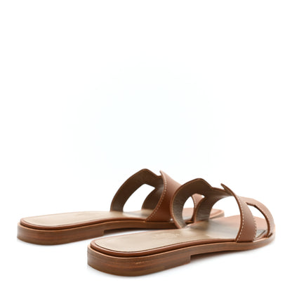 Hermes Box Calfskin Oran Sandals 37 Gold 5 of 9