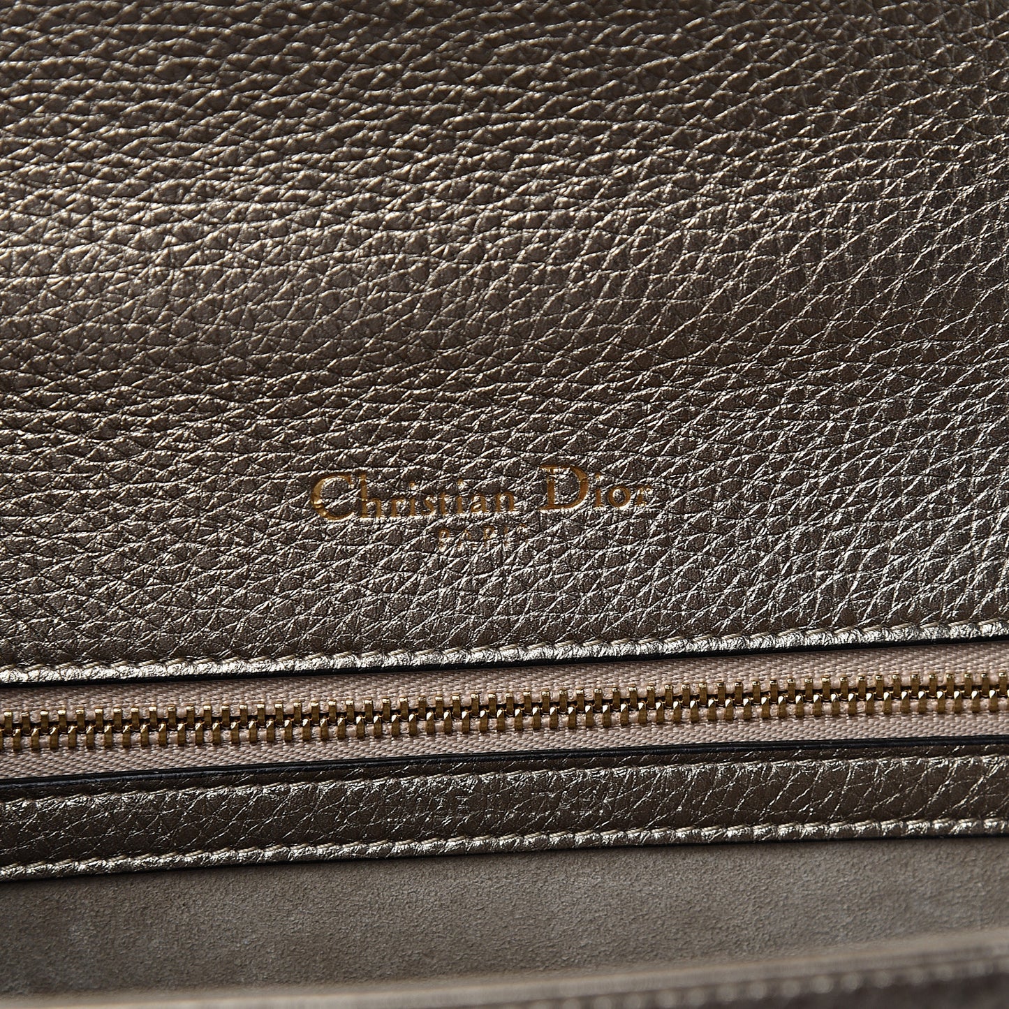 Metallic Grained Calfskin Medium Diorama Flap Bag Pale Gold