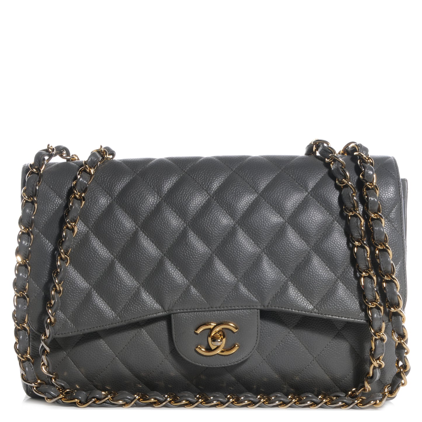 Caviar Jumbo Single Flap Grey