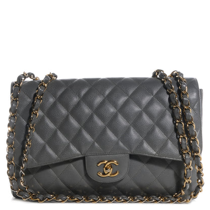 Chanel Caviar Jumbo Single Flap Grey 1 of 8