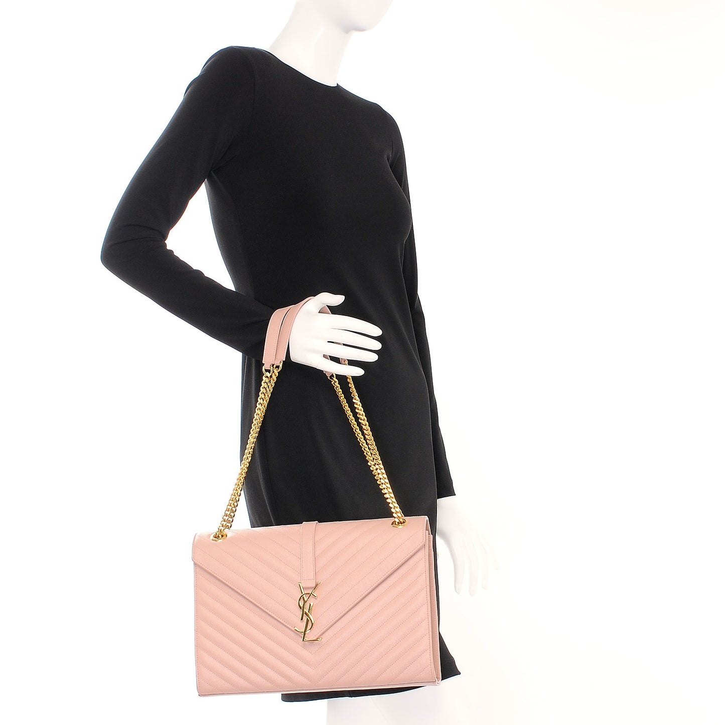 Grain De Poudre Matelasse Chevron Large Monogram Satchel Light Dusty Rose