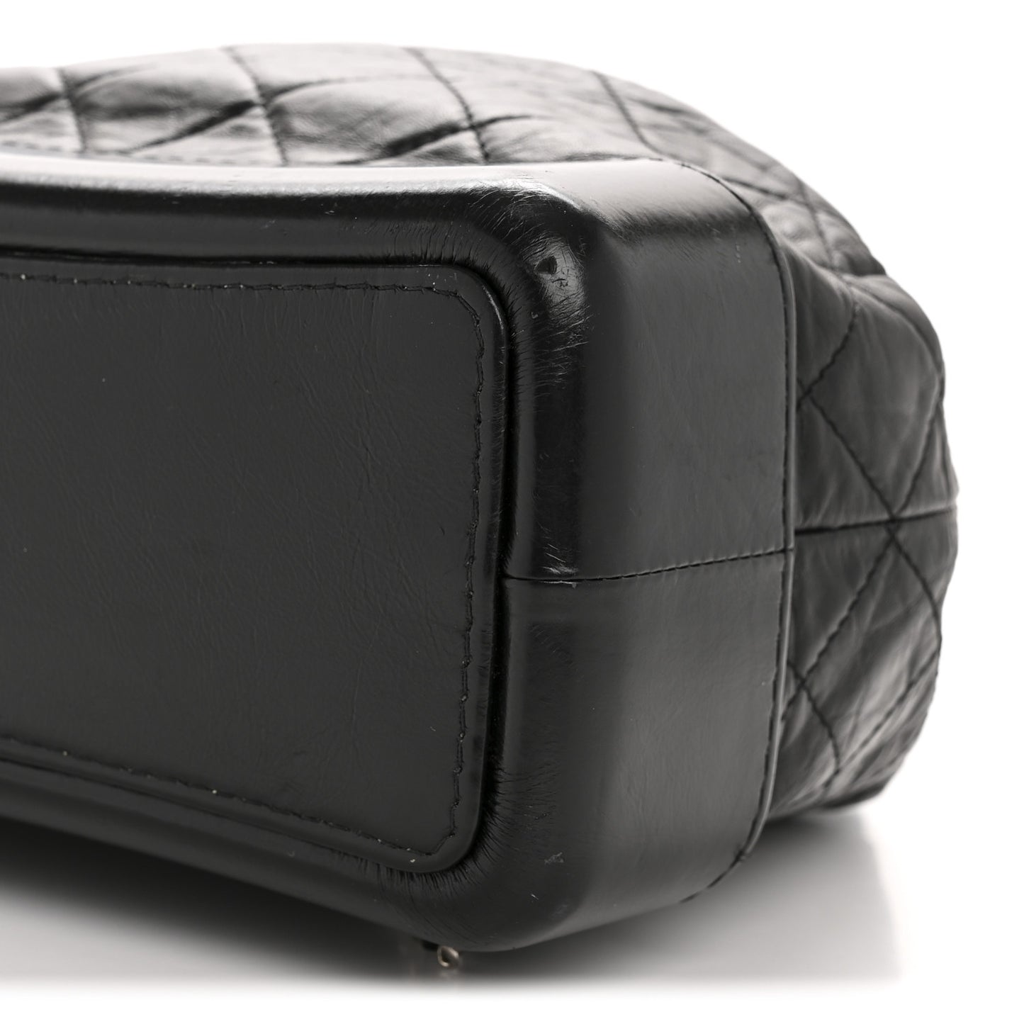 Aged Calfskin Quilted Gabrielle Backpack Black