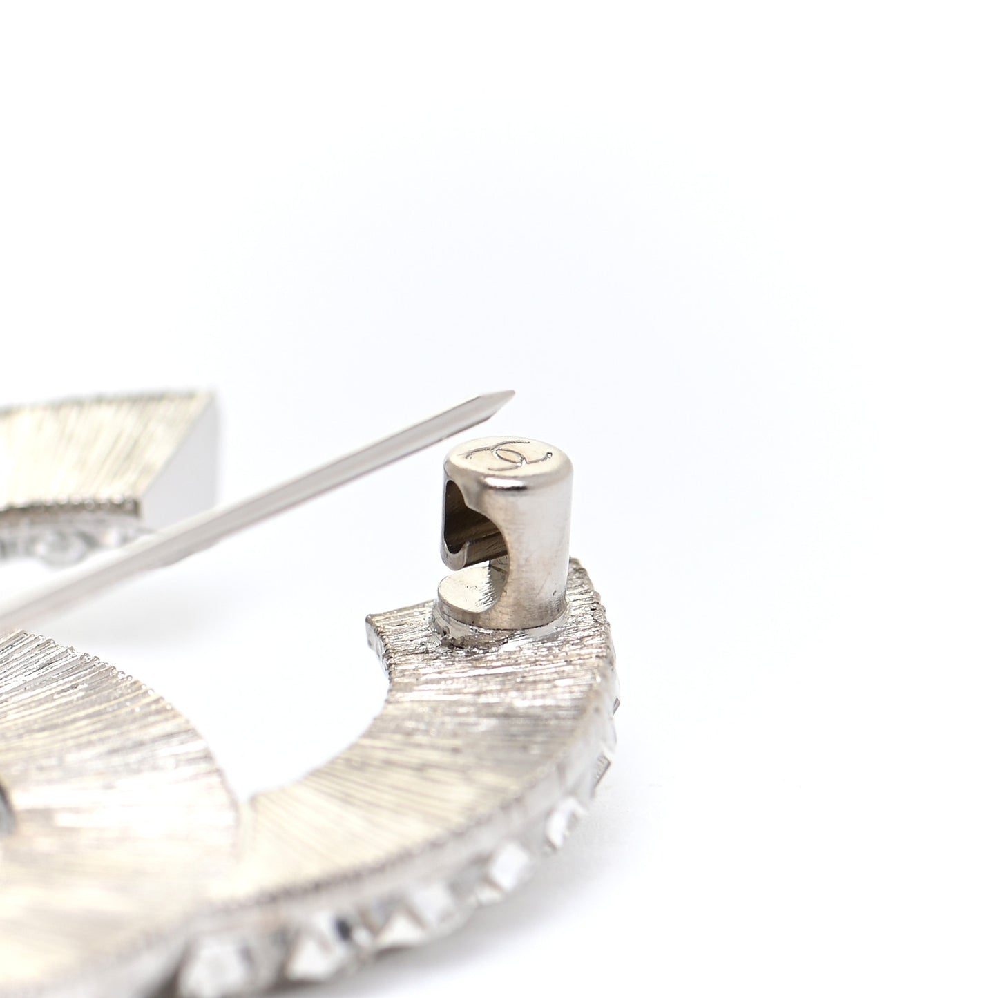 Baguette Crystal CC Brooch Silver