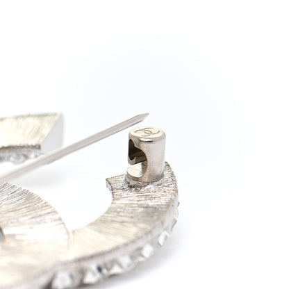 Chanel Baguette Crystal CC Brooch Silver 4 of 4