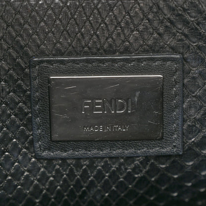 Fendi Vitello Seta Snakeskin Crocodile Monster Eyes Medium Peekaboo Iconic Satchel Black Girasole 6 of 10