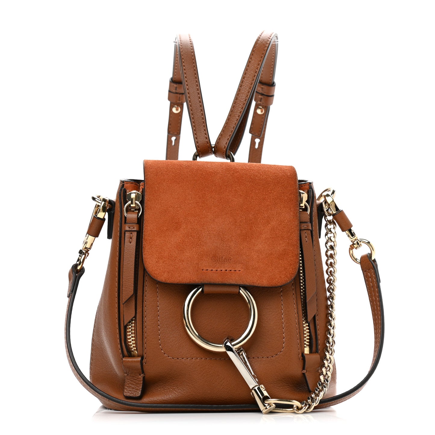 Suede Calfskin Mini Faye Backpack Tan