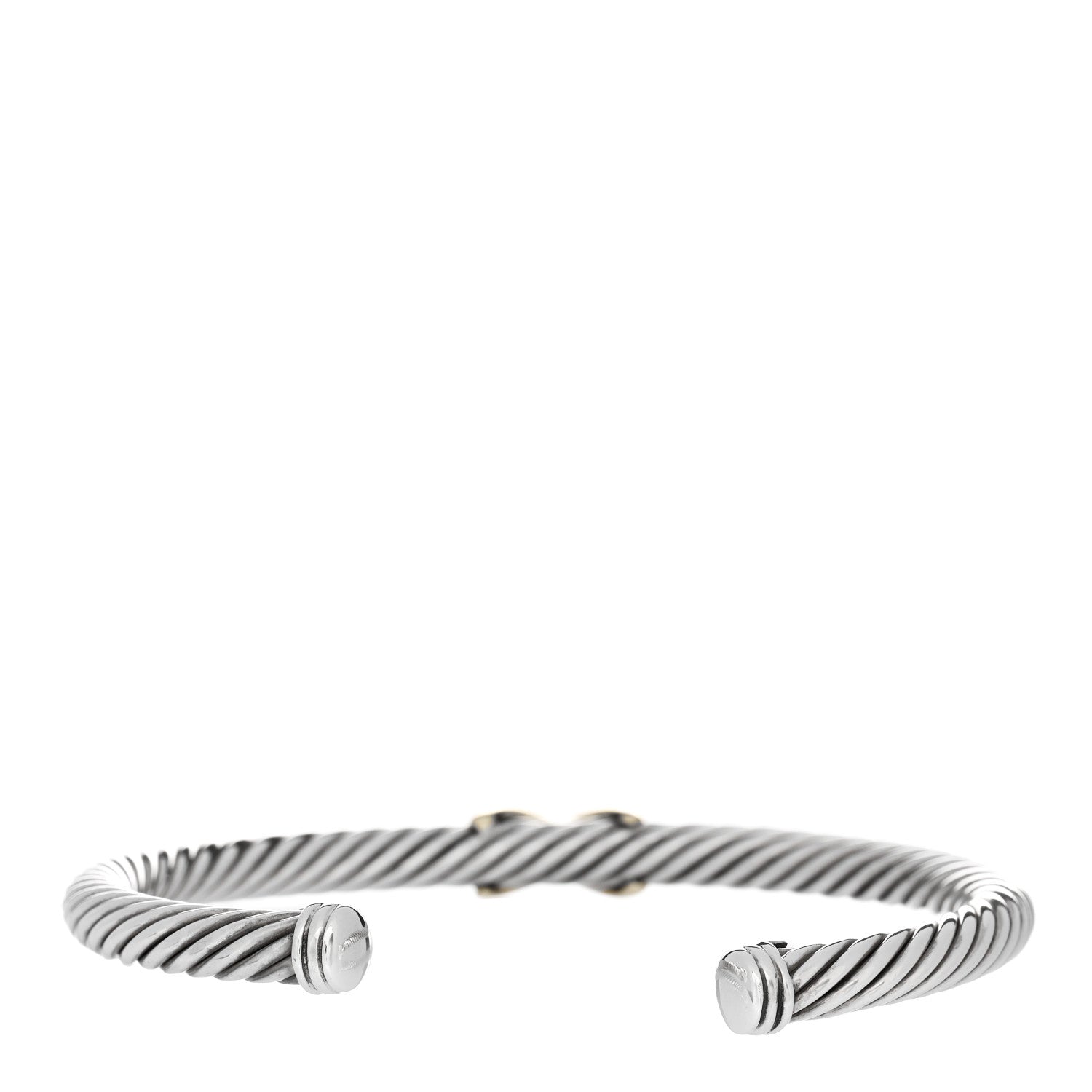 David Yurman Sterling Silver 14K Yellow Gold 5mm X Station Cable Bracelet 2 of 3
