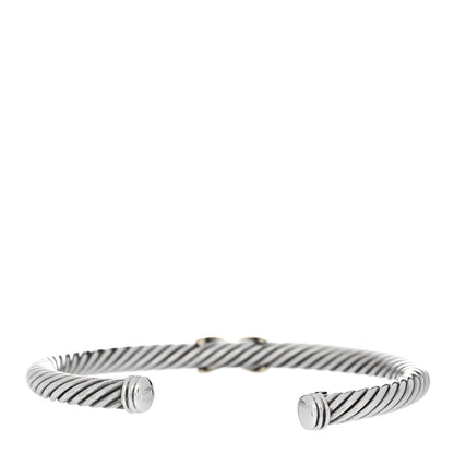 David Yurman Sterling Silver 14K Yellow Gold 5mm X Station Cable Bracelet 2 of 3