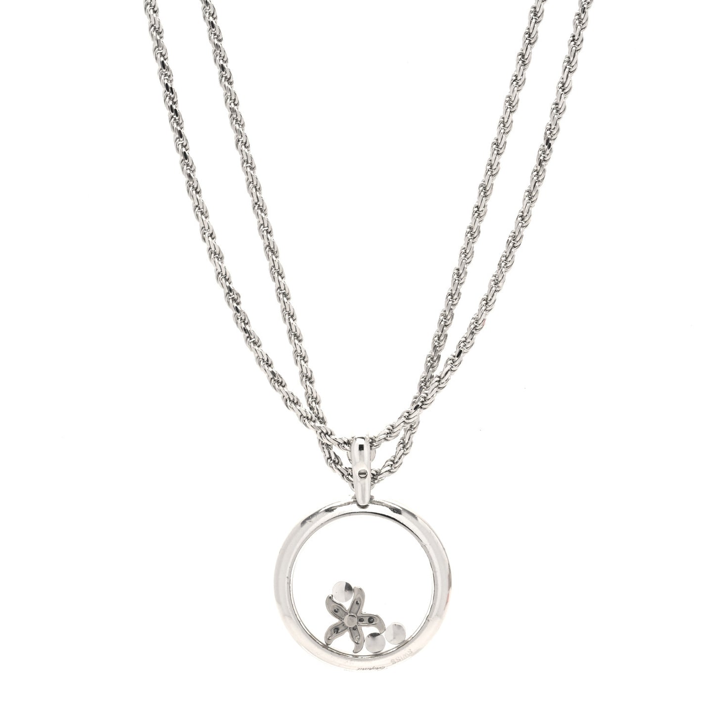 18K White Gold Diamond Black Diamond Happy Diamonds Starfish Pendant Necklace