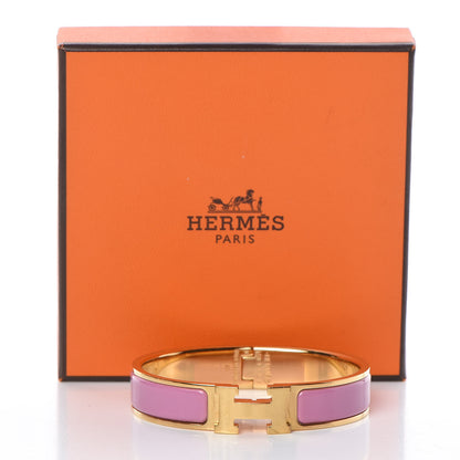 Hermes Enamel Narrow Clic Clac H Bracelet PM Rose Azalee 9 of 9