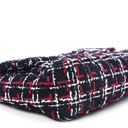 Chanel Tweed Quilted Large Chanel 19 Flap Navy Blue White Red 9 of 12