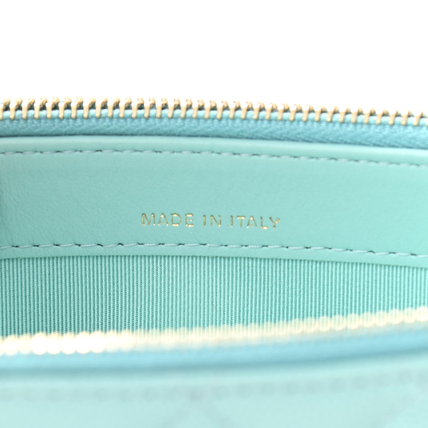 Caviar Quilted Small Clutch With Chain Light Blue