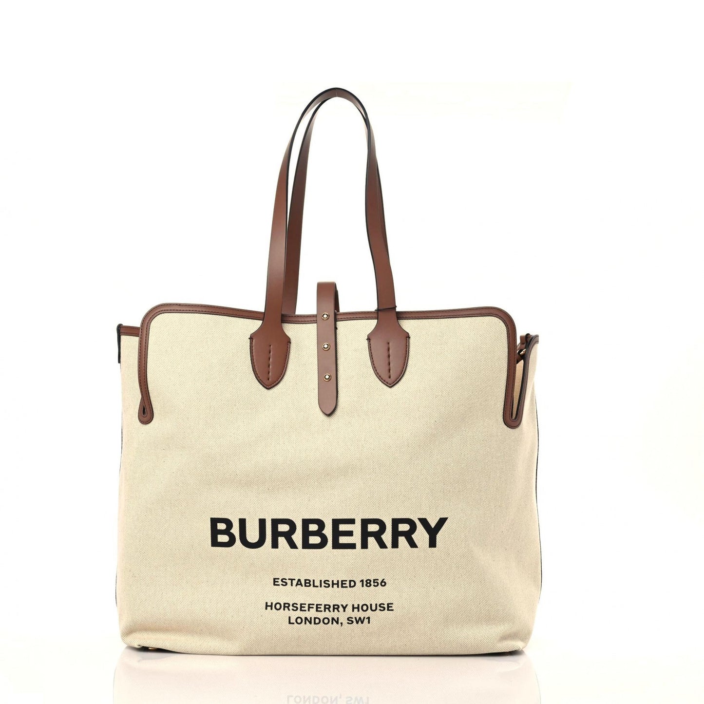Cotton Canvas Calfskin Large Soft Belted Tote Bag Natural