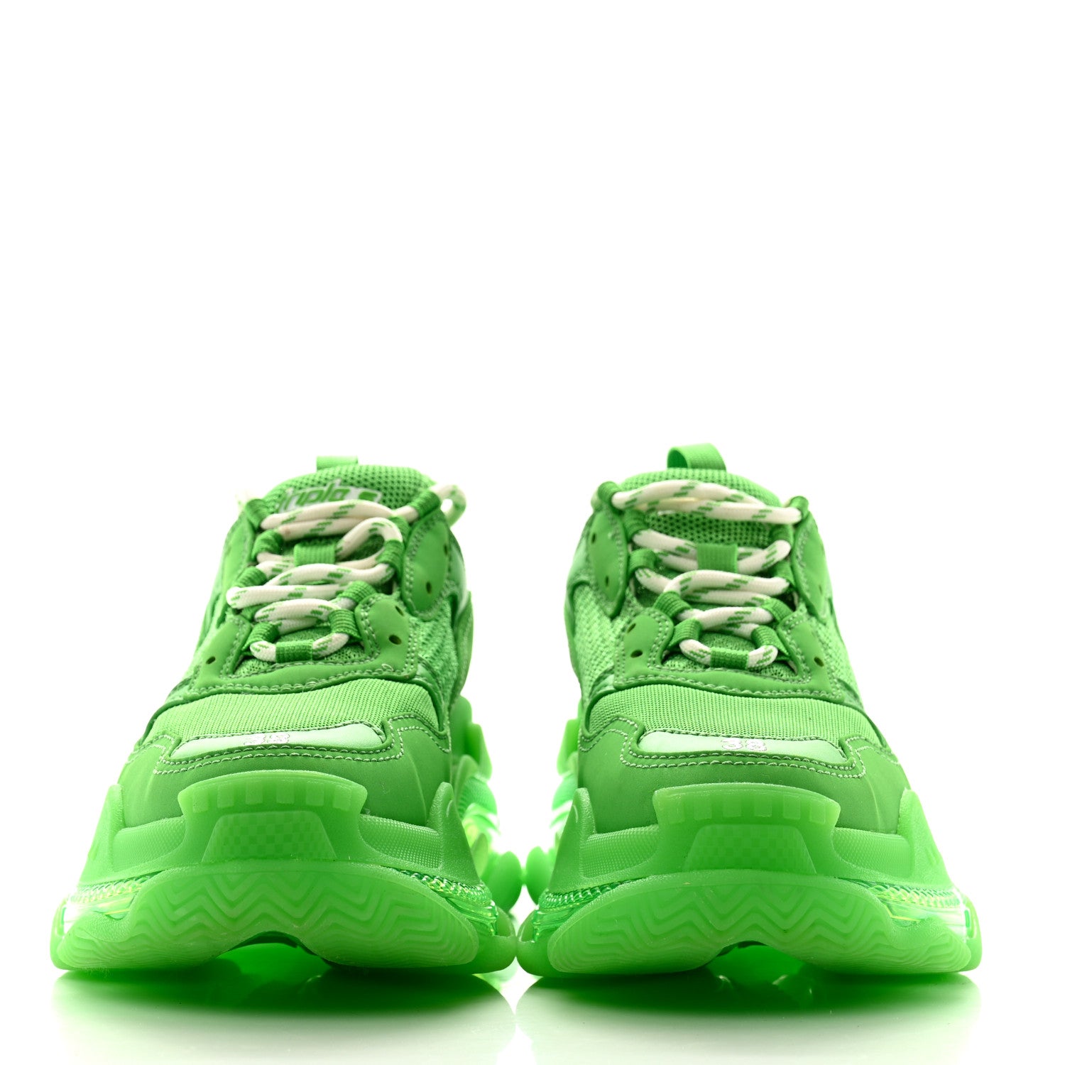 Balenciaga Fabric Mesh Clear Sole Womens Triple S Sneakers 38 Green 2 of 7