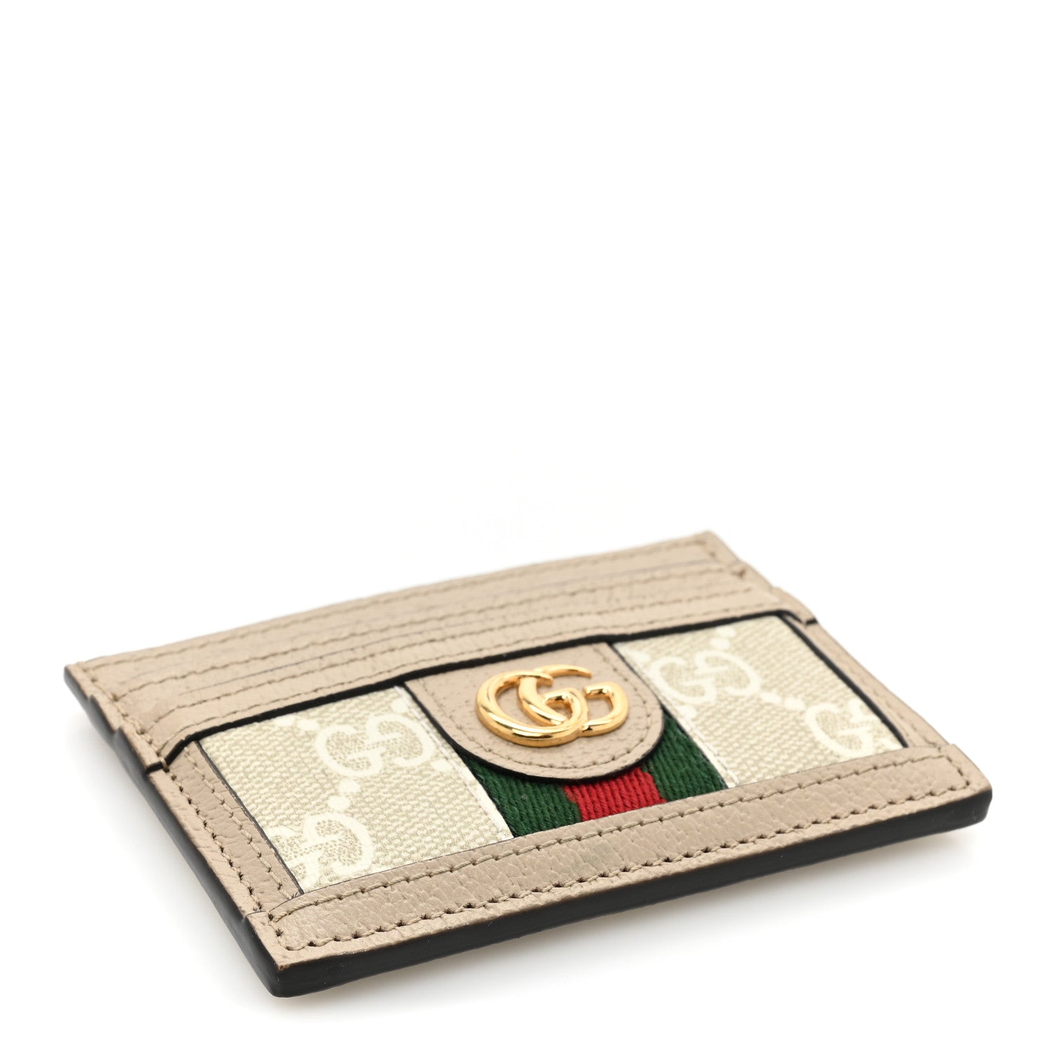 Gucci GG Supreme Monogram Textured Calfskin Web Ophidia Card Holder Beige Ebony Mystic White 4 of 9