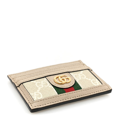 Gucci GG Supreme Monogram Textured Calfskin Web Ophidia Card Holder Beige Ebony Mystic White 4 of 9