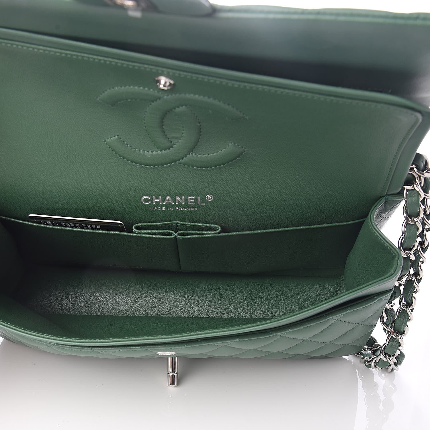 Chanel Lambskin Quilted Medium Double Flap Green 5 of 11