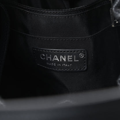 Chanel Caviar Flat Quilted CC Chain Bucket Drawstring Bag Black 6 of 11