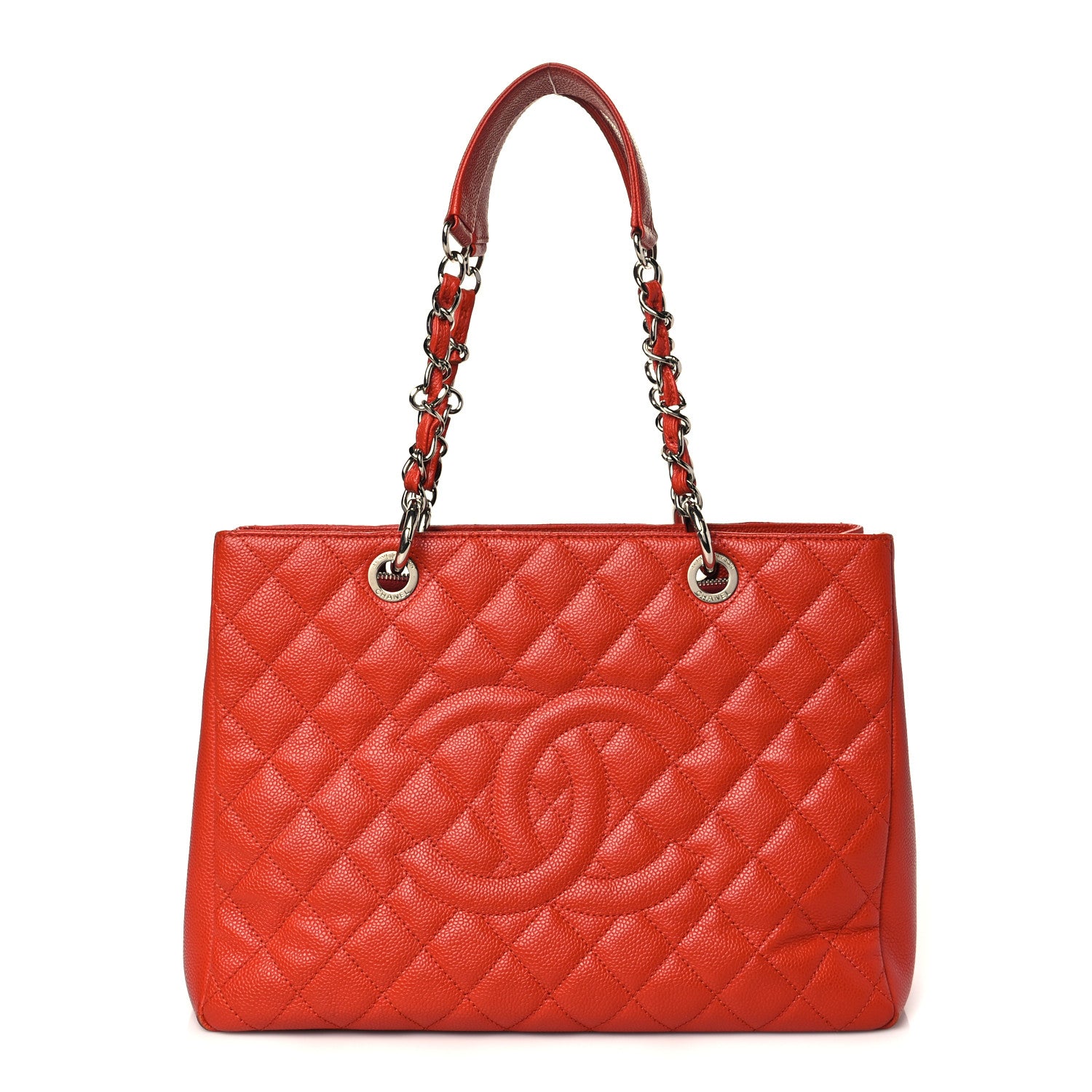 Chanel Caviar Quilted Grand Shopping Tote GST Orange 1 of 10