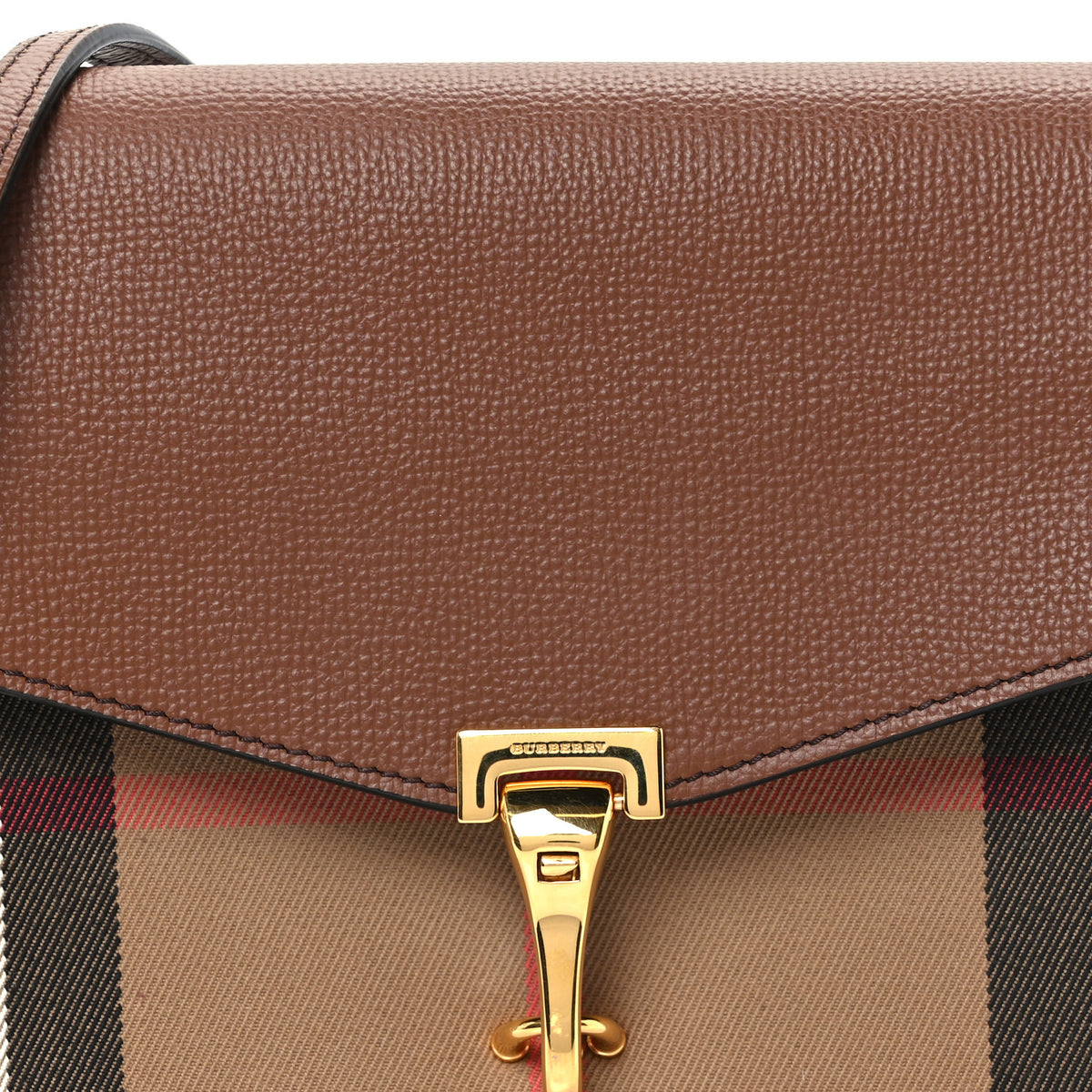 Derby Calfskin House Check Small Macken Crossbody Bag Tan