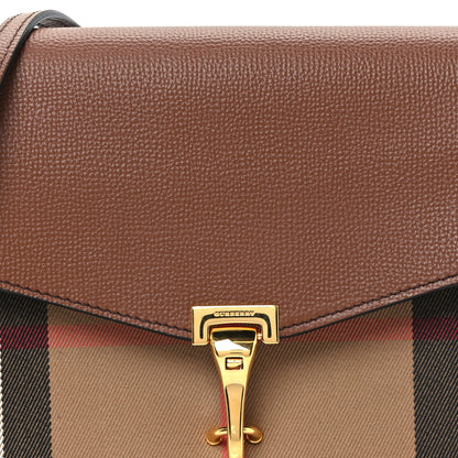 Burberry Derby Calfskin House Check Small Macken Crossbody Bag Tan 9 of 11