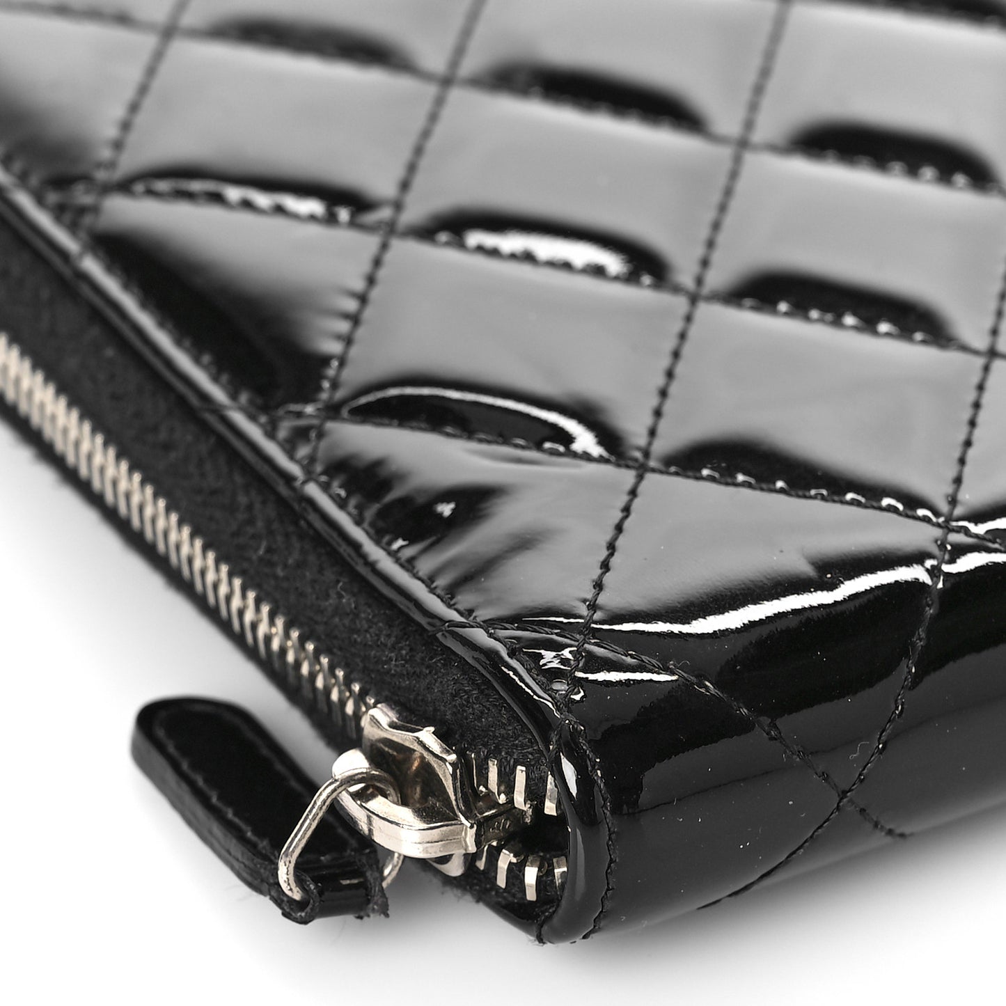 Patent Quilted Large Zip Around Organizer Wallet So Black