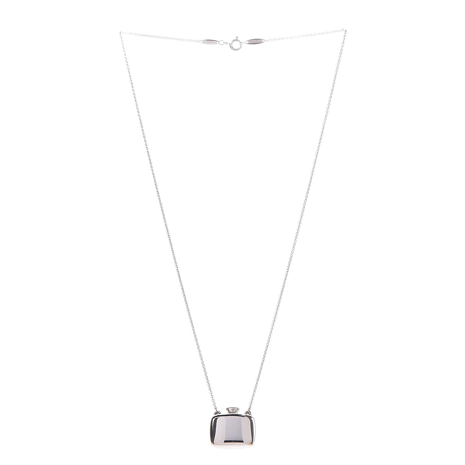 Tiffany Sterling Silver Elsa Peretti Square Bottle Pendant Necklace 3 of 11