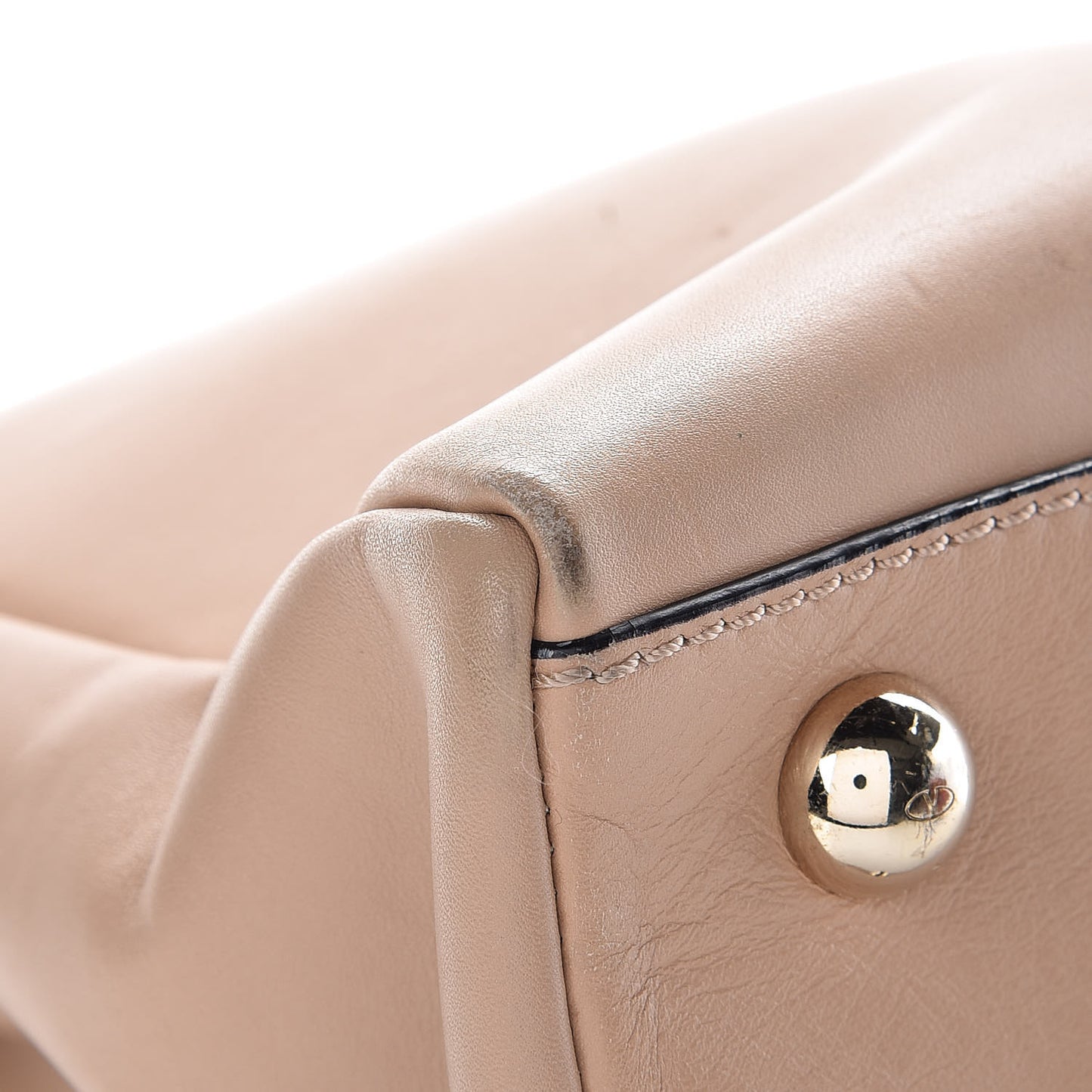 Vitello Large Rockstud Flap Satchel Poudre