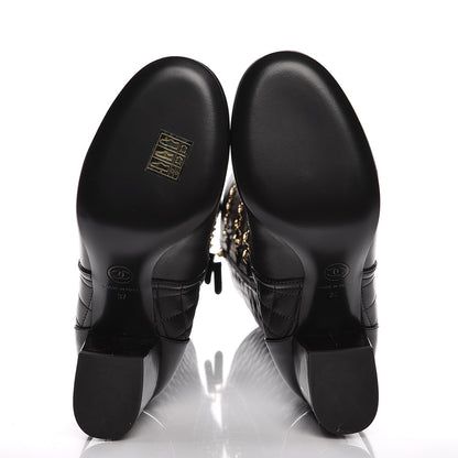 Chanel Lambskin Patent Calfskin Chained High Boots 37 Black 5 of 10