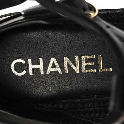 Chanel Lambskin Espadrille Sandals 40 Black 4 of 9