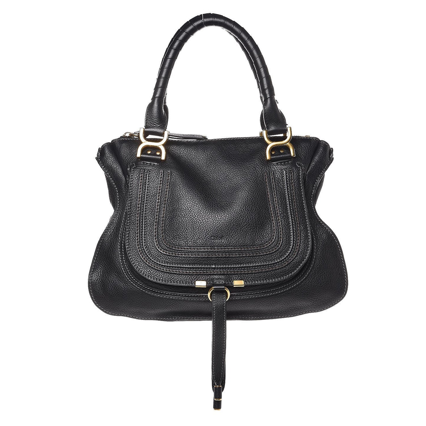 Calfskin Medium Marcie Satchel Black