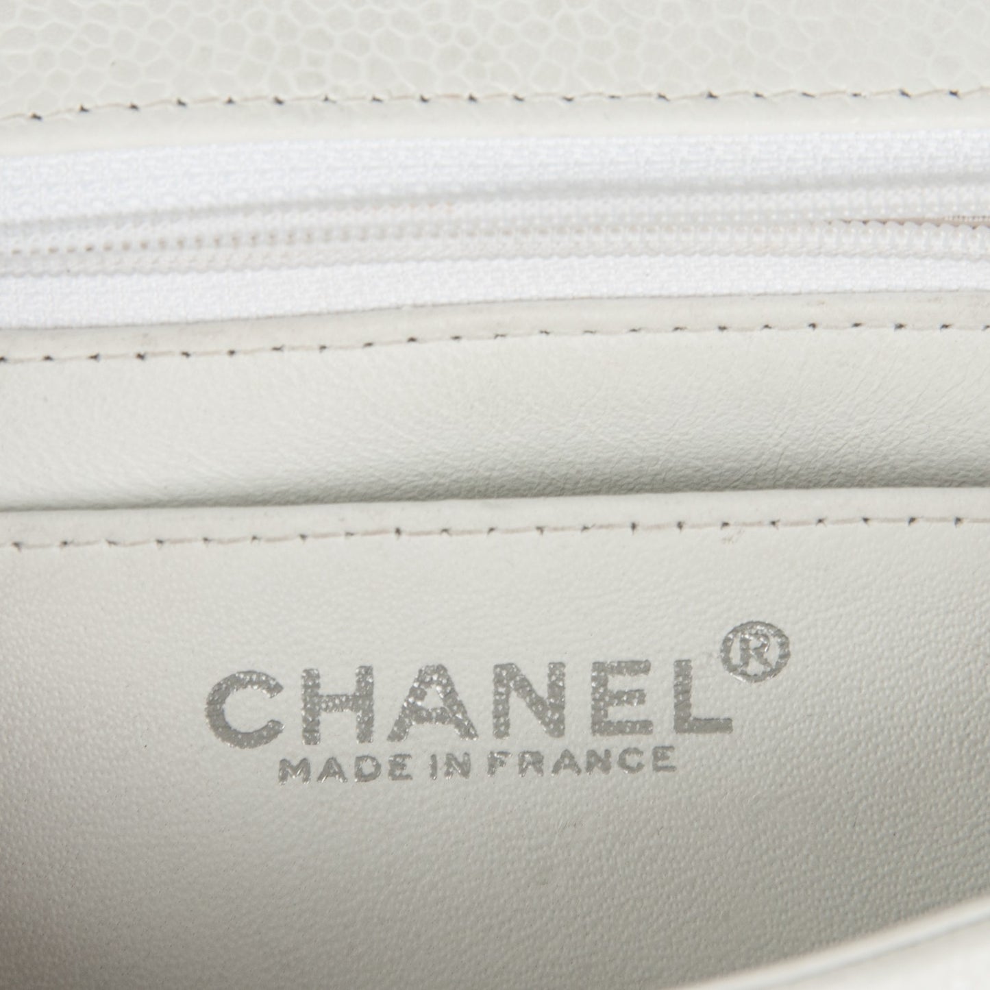 Caviar Quilted Mini Square Flap White