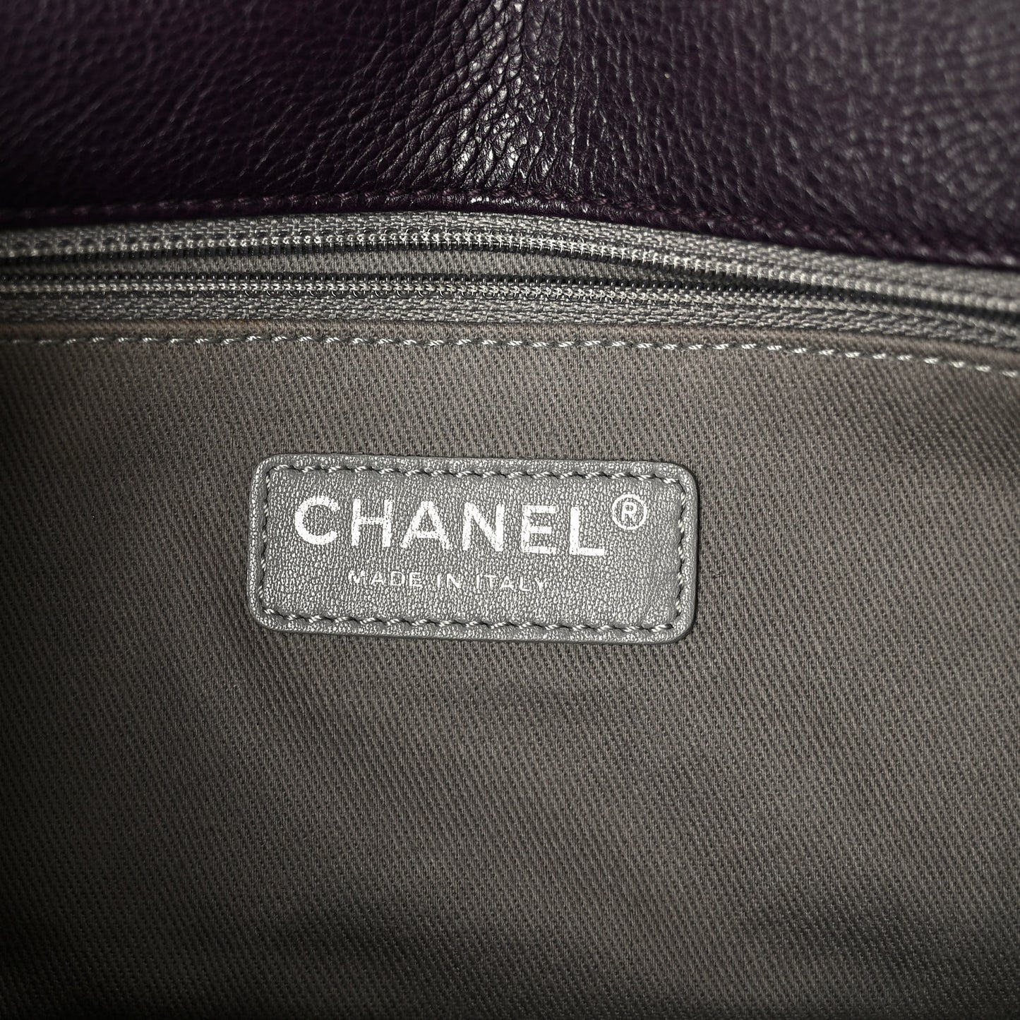 Calfskin Crystal Embossed Medium Boy Flap Plum