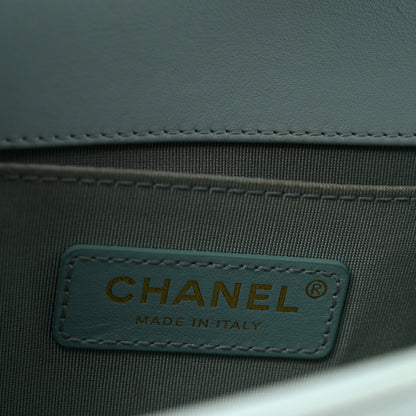 Chanel Calfskin Chevron Embroidered Small Boy By The Sea Flap Light Blue 6 of 11