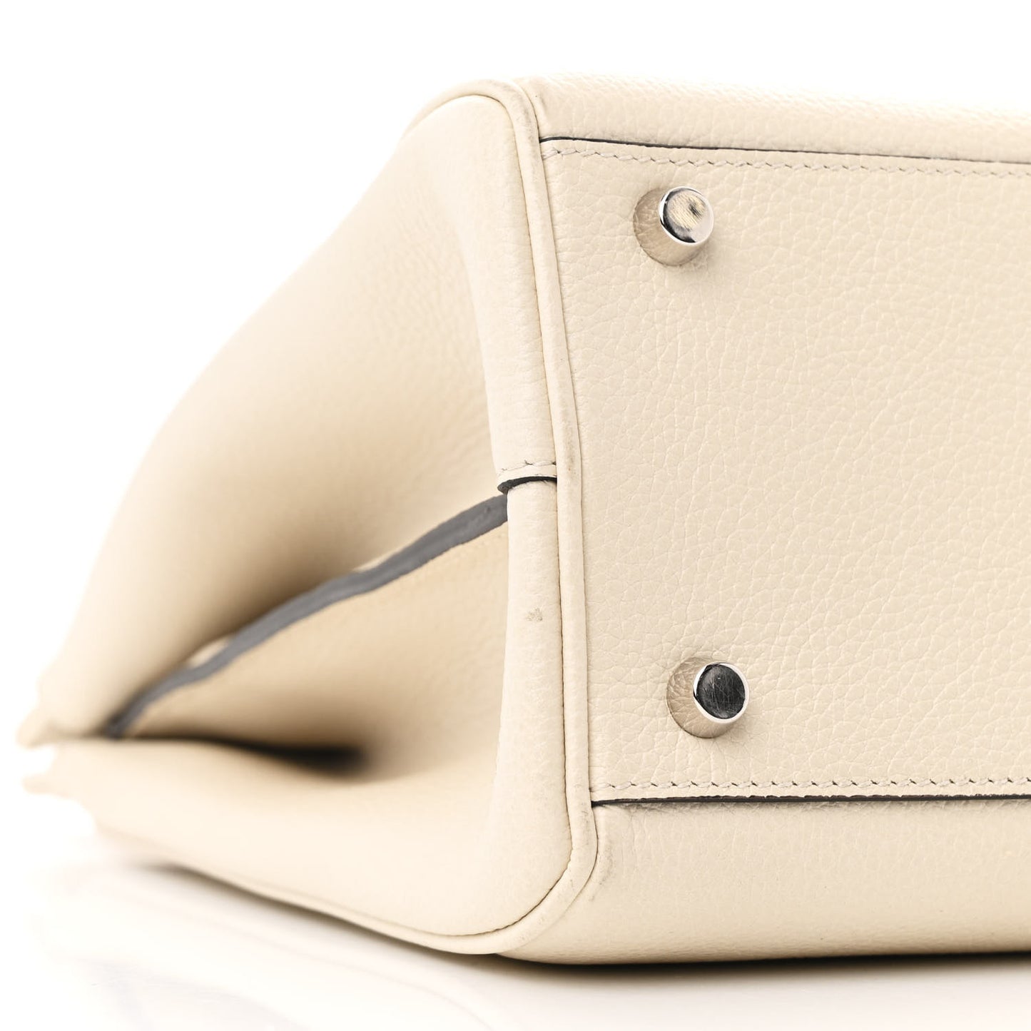 Grainy Calfskin Medium Zumi Top Handle Bag Mystic White