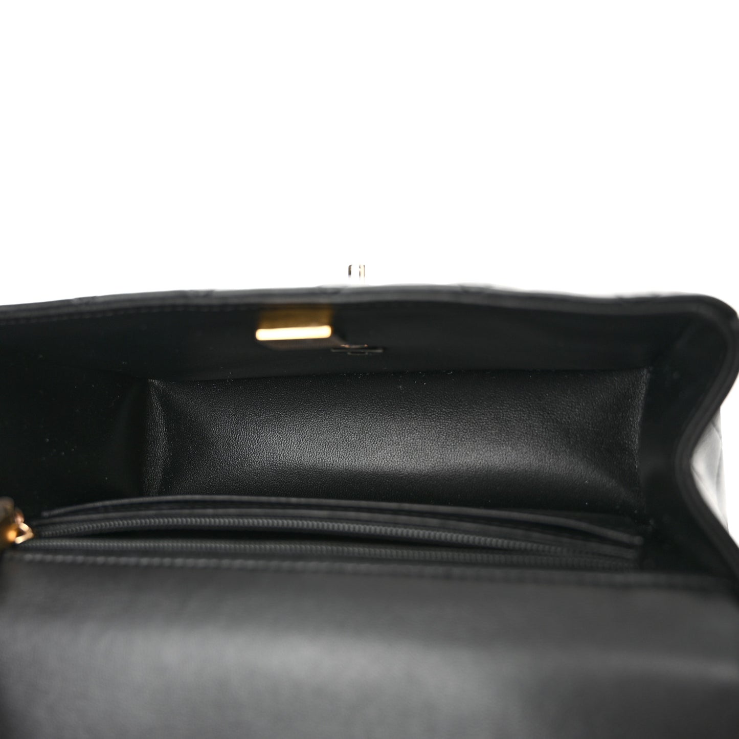 Lambskin Quilted Mini Top Handle Rectangular Flap Black