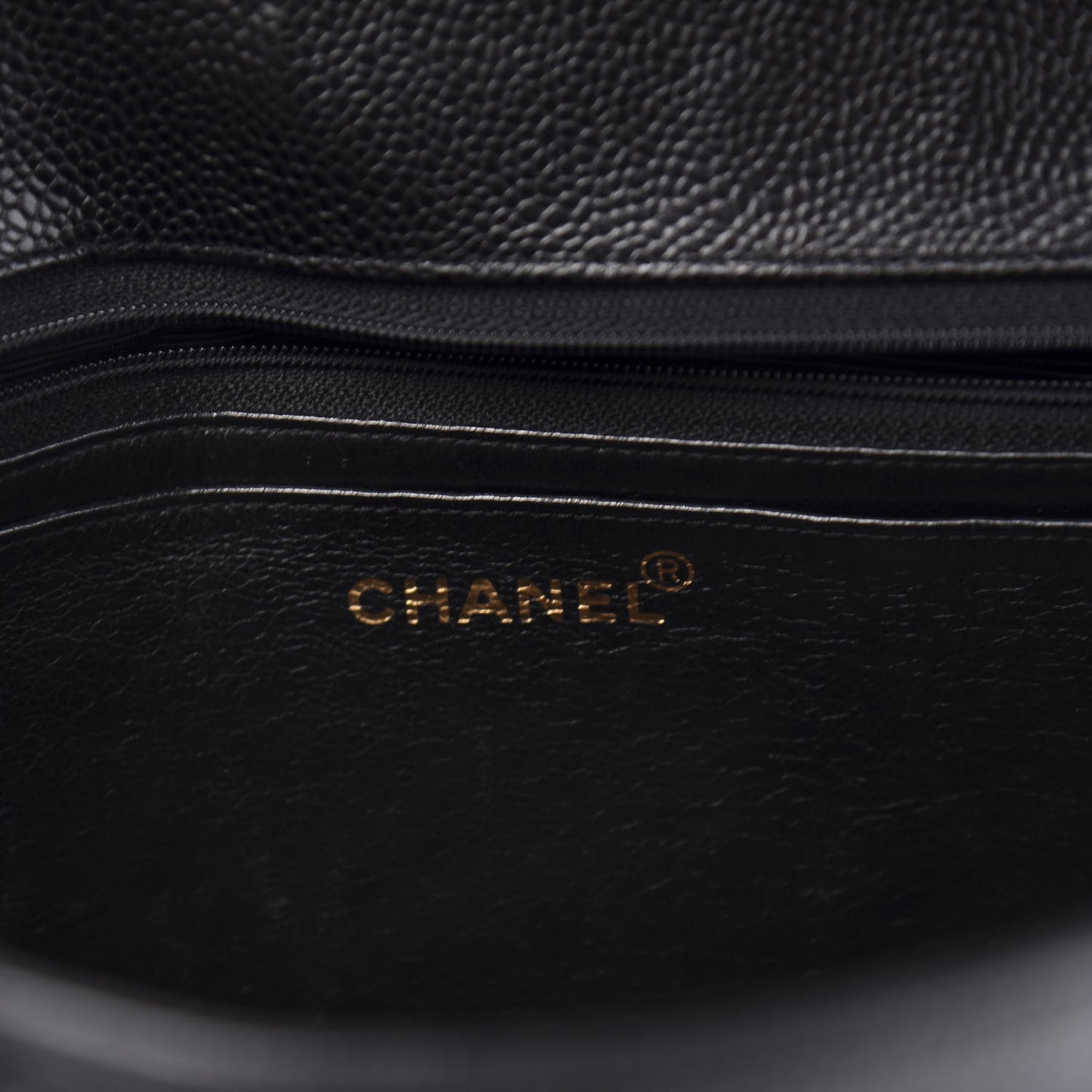Caviar Vertical Quilted Jumbo Single Flap Black