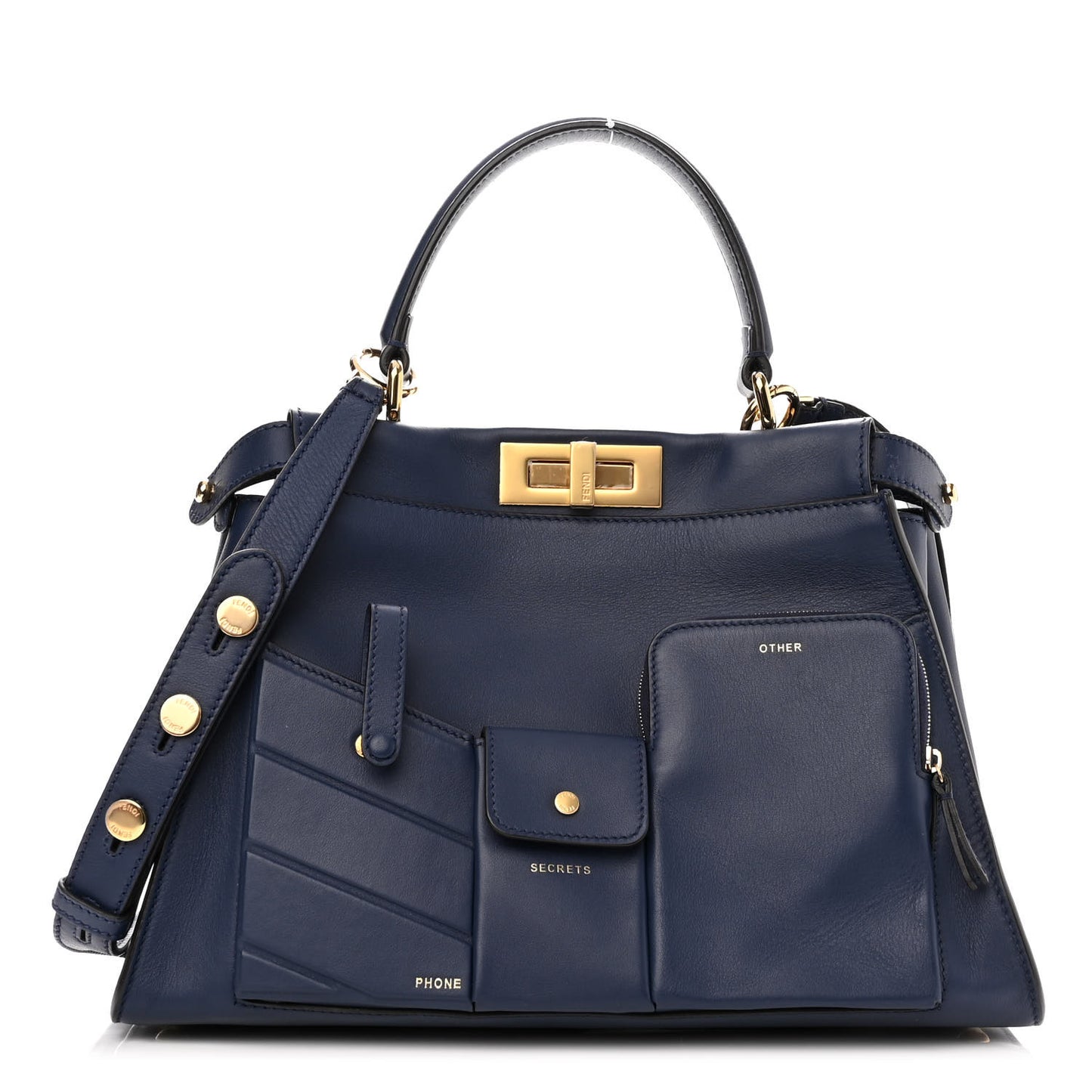 Vitello Seta Shiny Nappa Medium 3 Pocket Peekaboo Iconic Satchel Blueberry