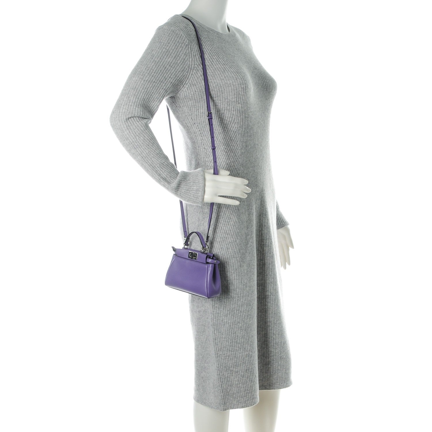 Fendi Shiny Nappa Micro Peekaboo Iconic Satchel Viola Cassis 2 of 8
