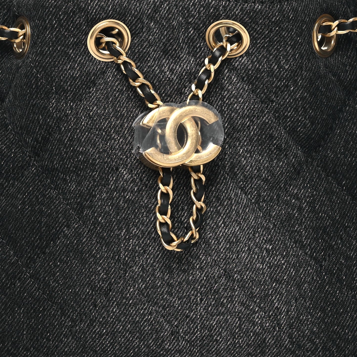 Washed Denim Quilted Mini Chanel 25 Handbag Black