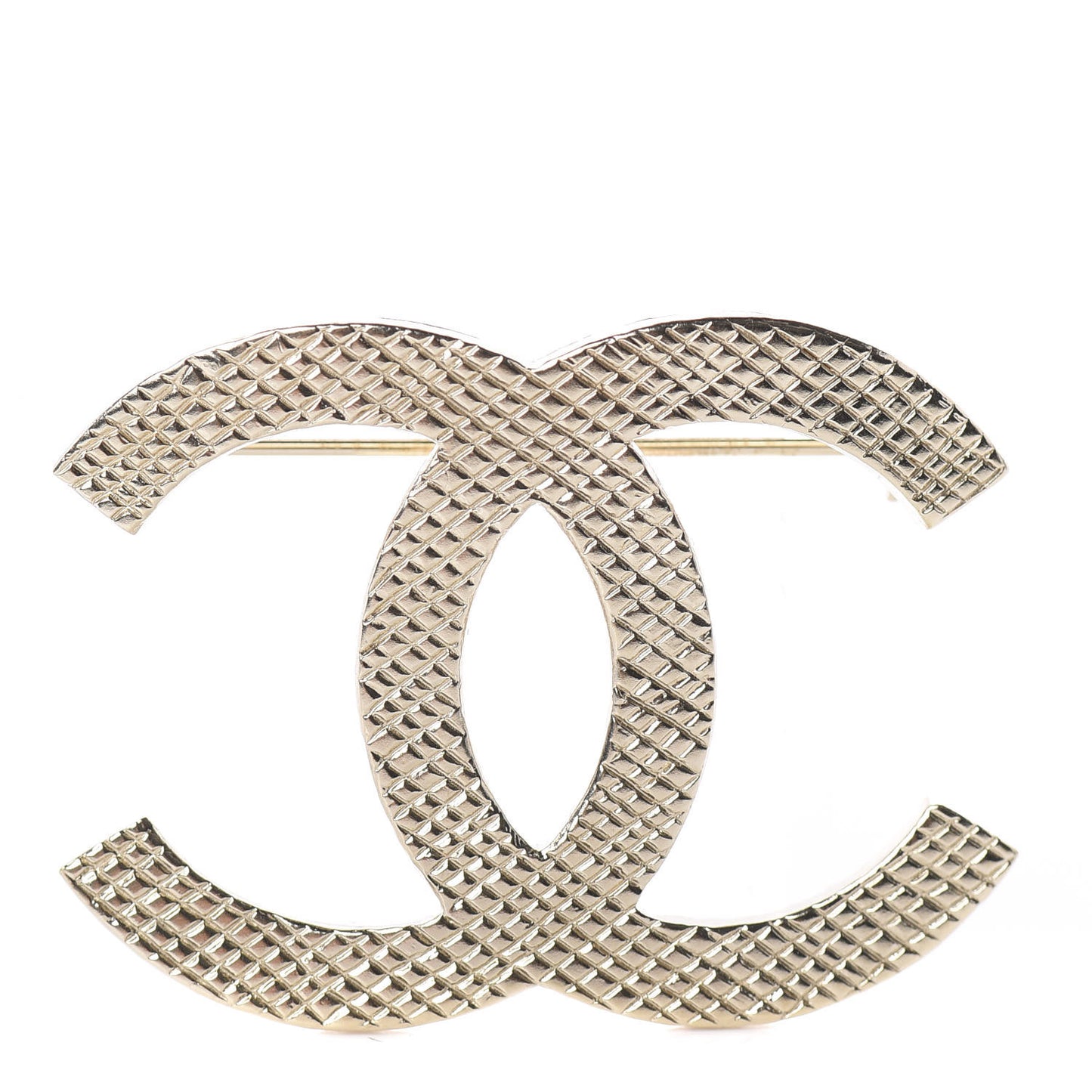 Quilted CC Brooch Light Gold