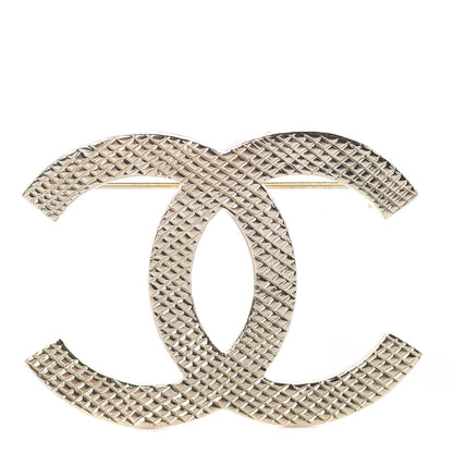 Chanel Quilted CC Brooch Light Gold 1 of 4