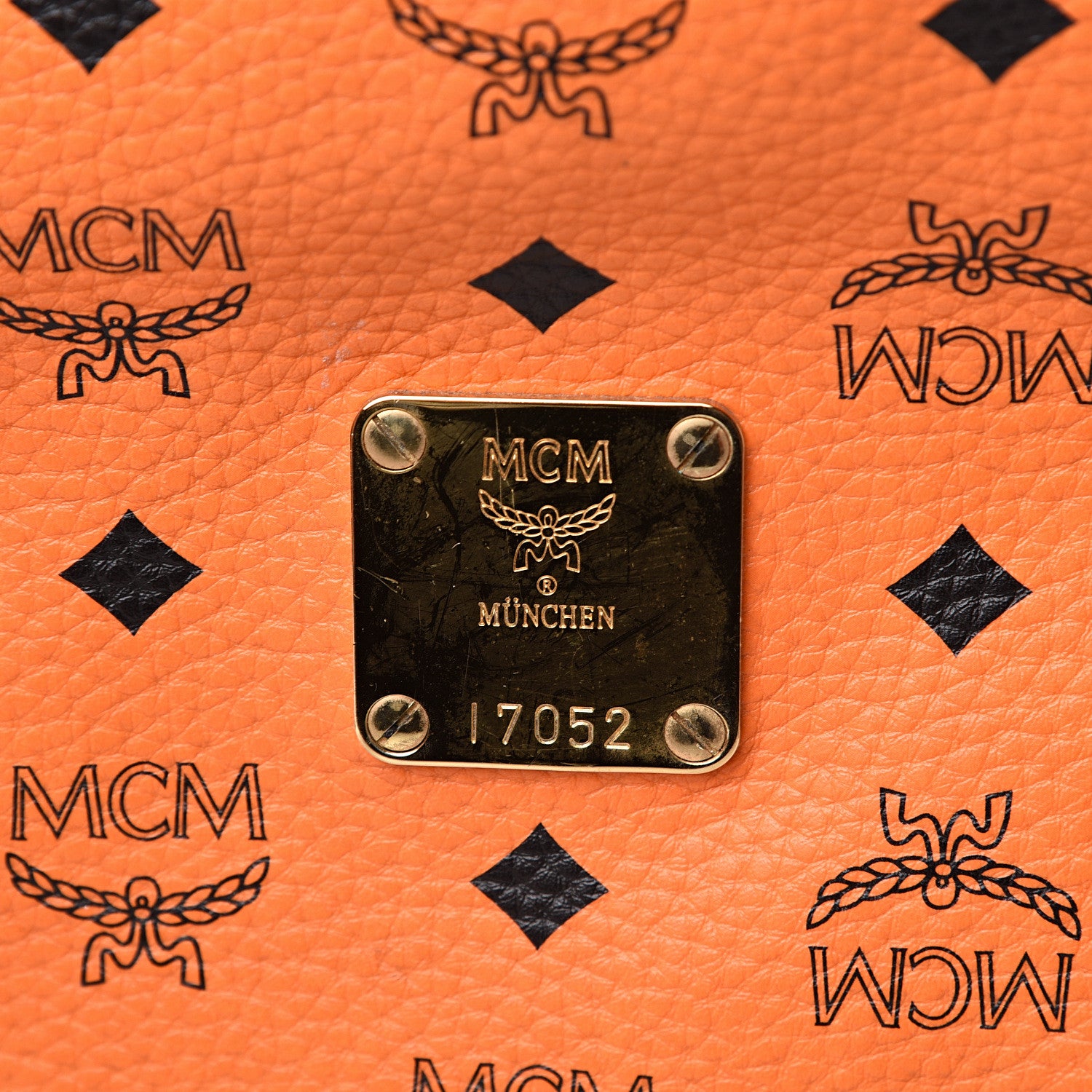 MCM Visetos Side Stud Large Stark Backpack Orange 550286